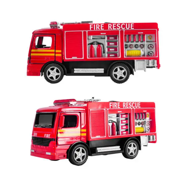Photo of Isolated photo of fire rescue toy truck.