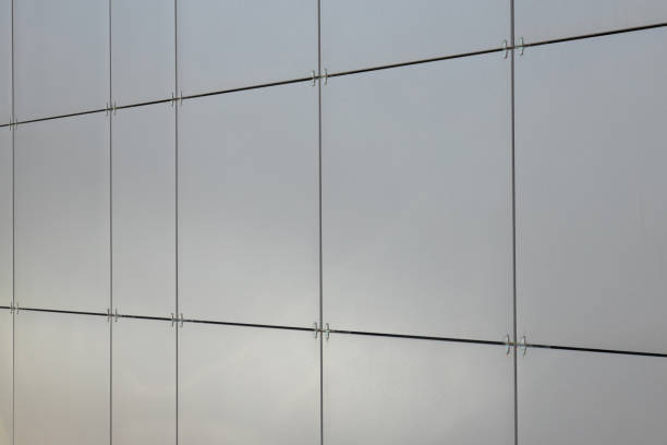 istock Shiny smooth clean gray square tile on wall, ceramics for kitchen and bathroom, outside design 1185316736