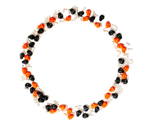 istock Halloween candy frameon whiye background with copy space for text 1185317869