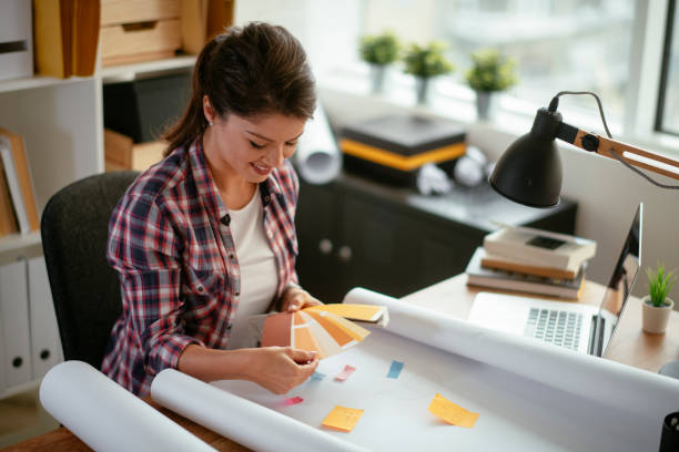 istock Smiling designer in her studio. stock photo 1185322310