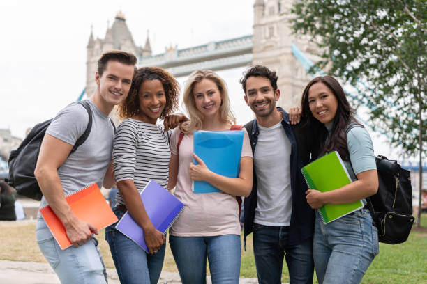 istock Happy group of students in London 1185326247