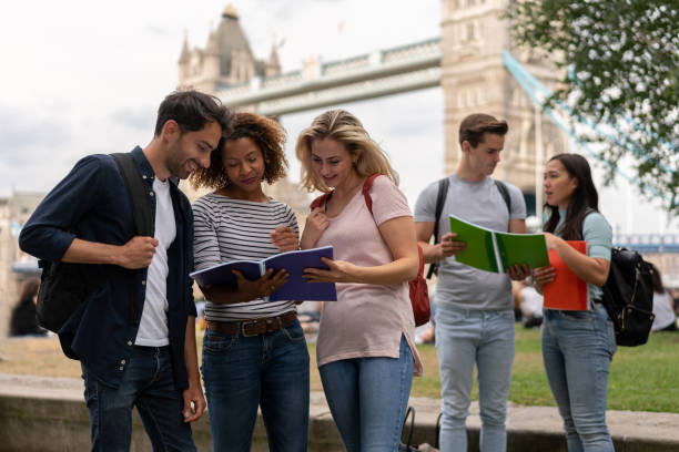 istock Group of English students studying outdoors in London 1185326262