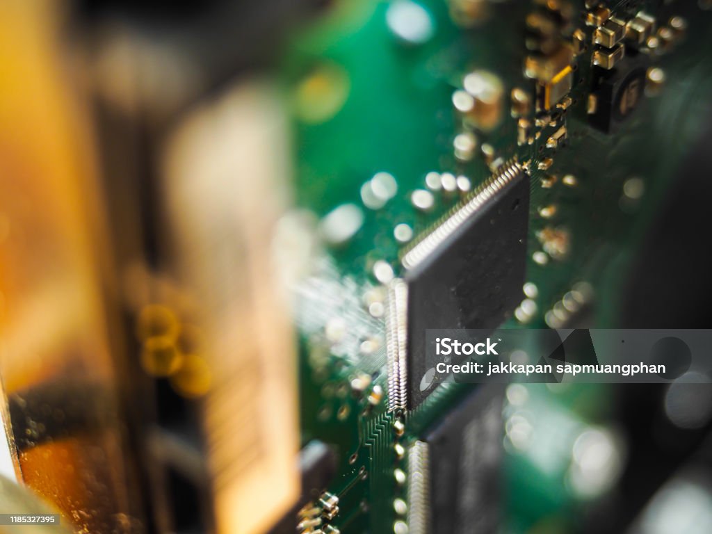 Computer Processing Unit On Mainboard Microcontroller Close Up Stock ...