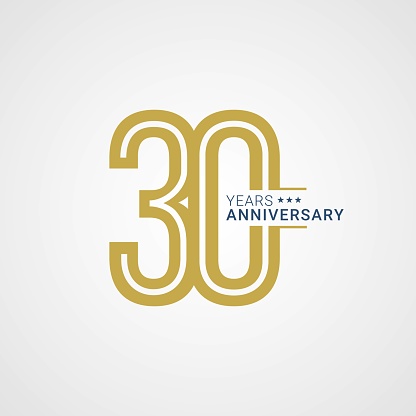 Anniversary golden badge 30 Years with gold style Vector Illustration