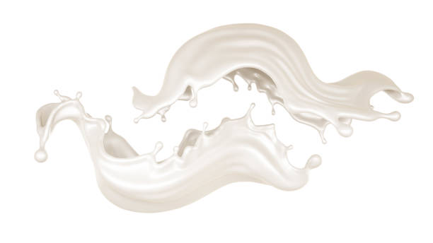 istock Isolated splash of milk on a white background. 3d illustration, 3d rendering 1185334400