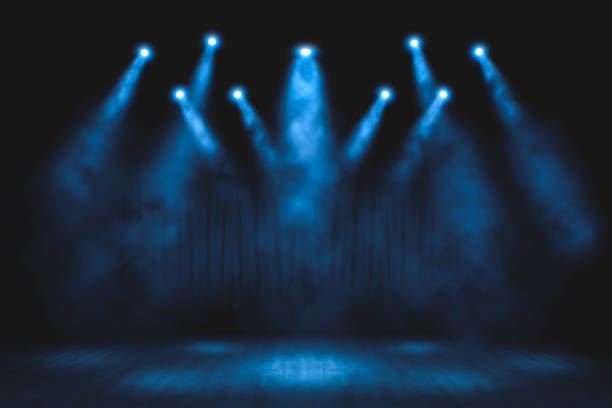 Blue Light show on the stage. lighting devises. stock photo