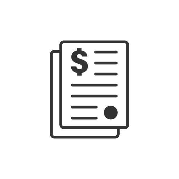 Financial statement icon in flat style. Document vector illustration on white isolated background. Report business concept. Financial statement icon in flat style. Document vector illustration on white isolated background. Report business concept. bank statement stock illustrations