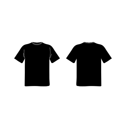 Blank T Shirt Template Black Vector Tshirt Shape For Coloring With White Lines Converting Into Shapes Flat Illustration Front And View Stock Illustration - Download Image Now - iStock