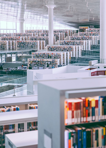 Interior of an empty the library