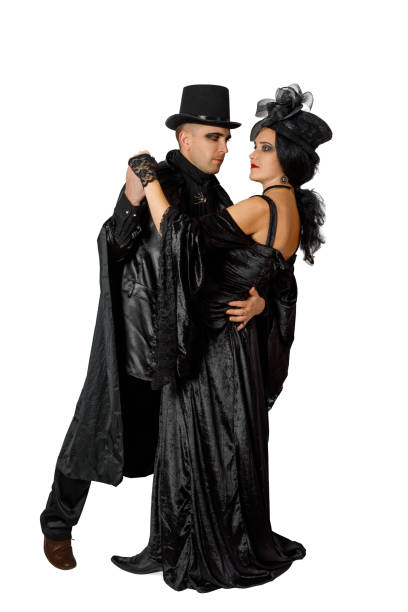 istock Cute couple dressed in vampire style clothes 1185369023