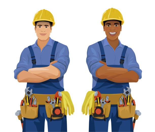 Workers Set Stock Illustration - Download Image Now - Construction Worker,  African-American Ethnicity, Cartoon - iStock