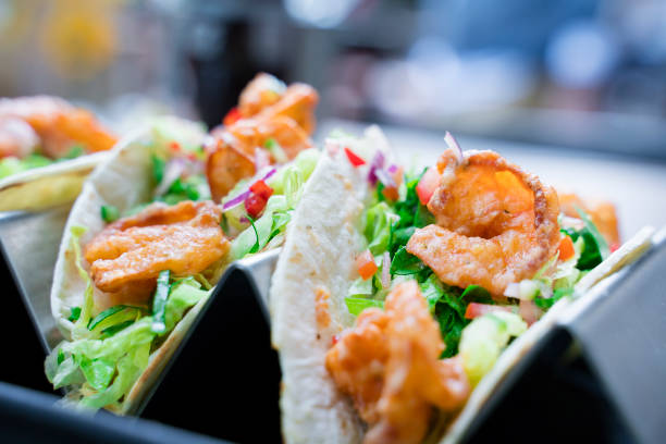 istock Spicy Shrimp Tacos with Avocado Salsa 1185373053