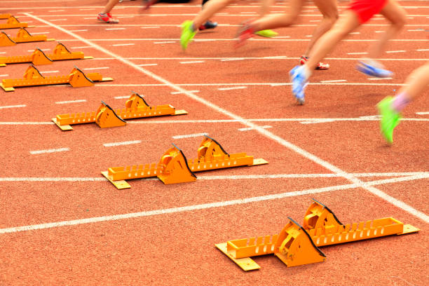 istock Sports meeting, the athlete sprint start 1185373310