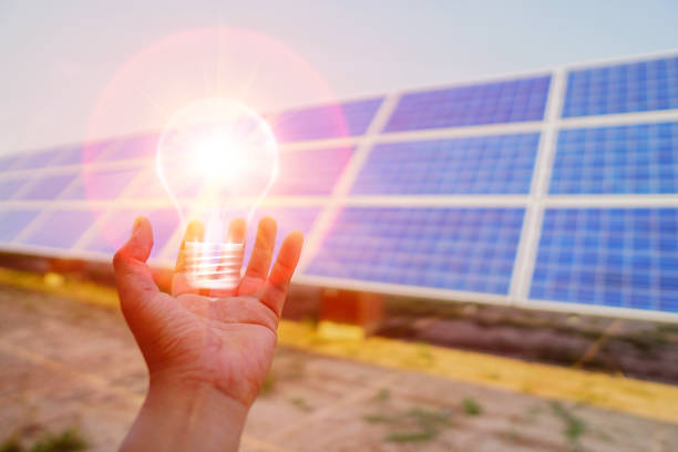 istock Solar panel, alternative electricity source, the concept of sustainable resources, This is clean power in the world 1185374231