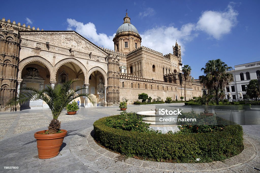 The great Palermo on a lovely day Famous Cathedral of Palermo in Sicily, Italy Ancient Stock Photo