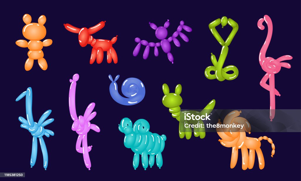 Animal Balloons Vector Balloon Animals For Happy Kids Party Isolated On  White Background Toy Balloon For Party Illustration Stock Illustration -  Download Image Now - iStock