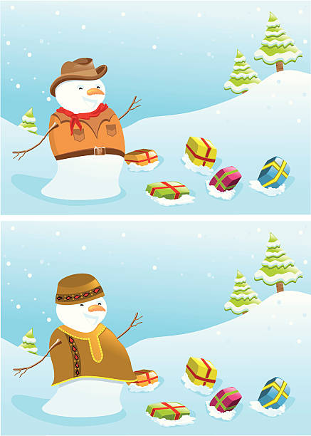 Christmas banners with snowmen. vector art illustration