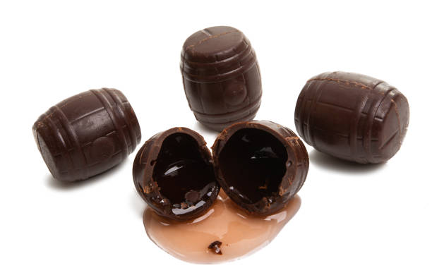 chocolate candies with liquor isolated on white background