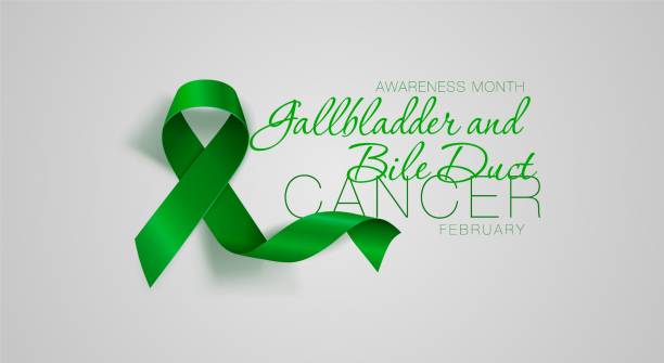 istock Gallbladder and Bile Duct Cancer Awareness Calligraphy Poster Design. Realistic Kelly Green Ribbon. February is Gallbladder and Bile Duct Cancer Awareness Month. Vector. Illustration 1185385319