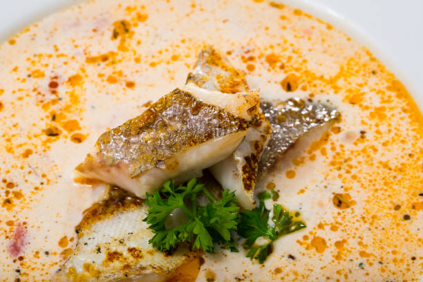 istock Closeup of Norwegian soup with cod 1185386581