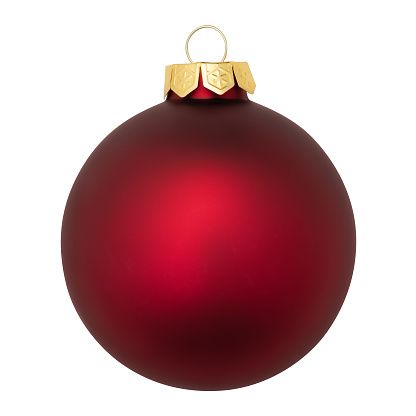 Red Christmas ornament baubles ball isolated on white background.