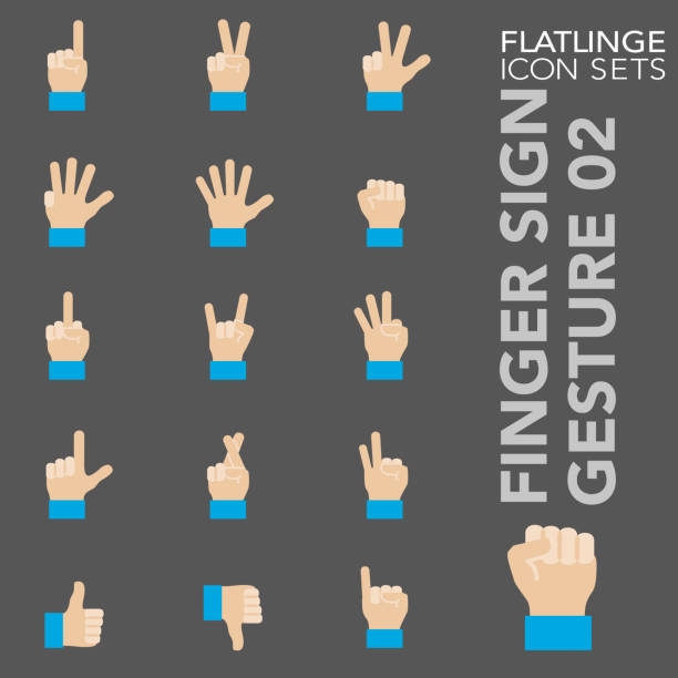 Colorful icon set of Finger Sign and Hand Gesture 02 High quality colorful icons of Finger Sign and Hand Gesture. Flatlinge are the best pictogram pack, unique design for all dimensions and devices. Vector graphic, Logo, symbol and website content. fingers crossed illustrations stock illustrations