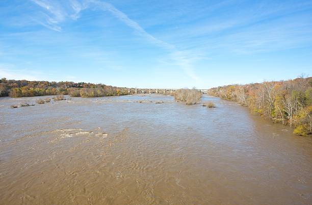 flooded james river stock photo