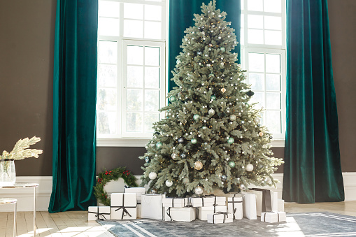 Decorated shiny Christmas tree
