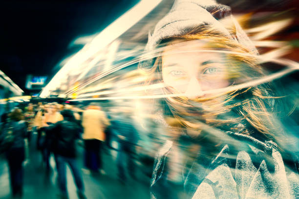 Distortion reflection in shop-window, glass background