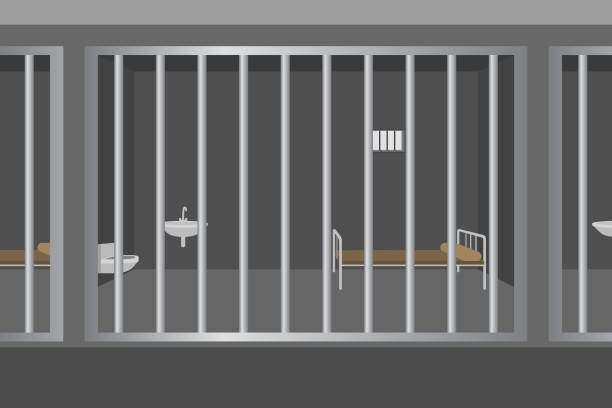 ilustrações, clipart, desenhos animados e ícones de cela solitária da prisão. ilustração do vetor - solitary confinement