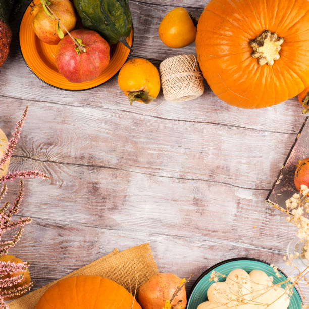 istock Autumn thanksgiving moody background with squash 1185393931