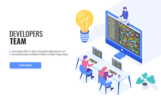 Engineer Team At Project Development Template For Developer Woman And ...