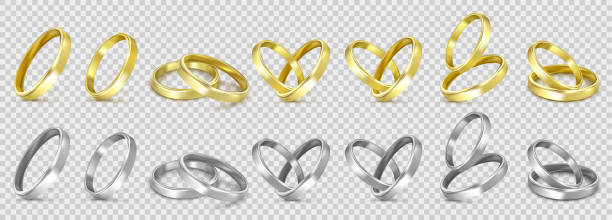 벡터 골드 결혼 반지 에 고립 된 흰색 - wedding ring stock illustrations