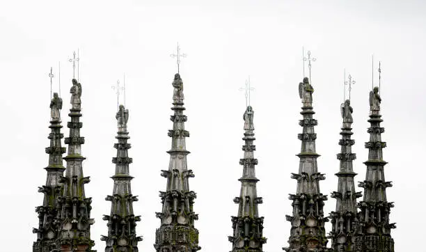 BURGOS, SPAIN - NOVEMBER 02: The Cathedral of Saint Mary of Burgos is a Gothic Cathedral dedicated to the Virgin Mary on November 02, 2019 in Burgos, Spain. Construction on the gothic Burgos Cathedral began in 1221. (Samuel de Roman / Getty Images)