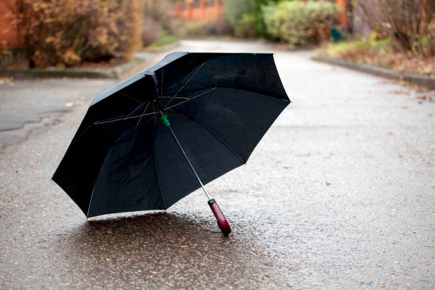 street road umbrella asphalt rain