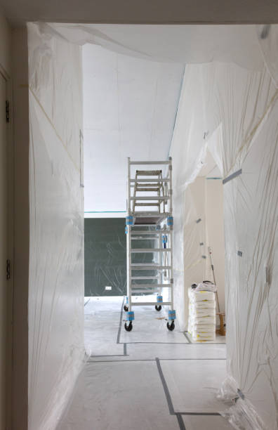 istock Interior prepared for plastering, eventything covered in plastic 1185401297