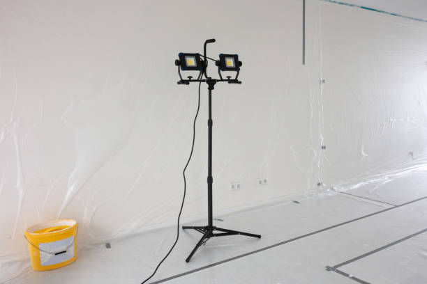 istock Interior prepared for plastering, eventything covered in plastic 1185401415