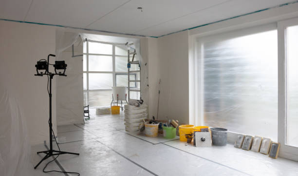 istock Interior prepared for plastering, eventything covered in plastic 1185401449