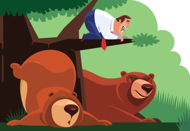 Man Meeting Bears In Jungl Stock Illustration - Download Image Now -  Vector, Grizzly Bear, Finance - iStock