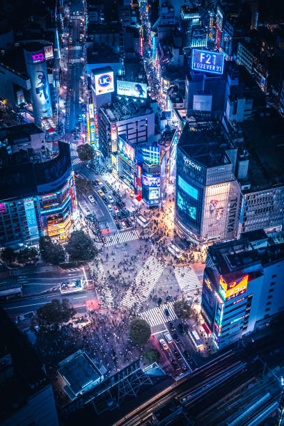 shibuya - tokyo at night - fotografias e filmes do acervo