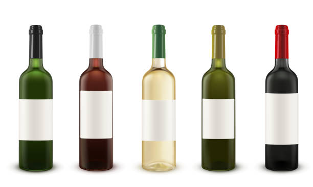 istock Realistic  vector set of wine bottles of various colors of glass. 1185405764