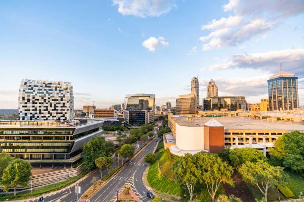 istock Sandton city skyline buildings at twilight 1185406193