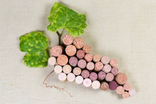 istock Wine corks lying in the form of grape cluster 1185407131