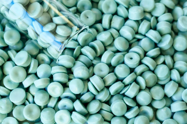 istock Close up of high-density polyethylene (HDPE) granules. 1185408456