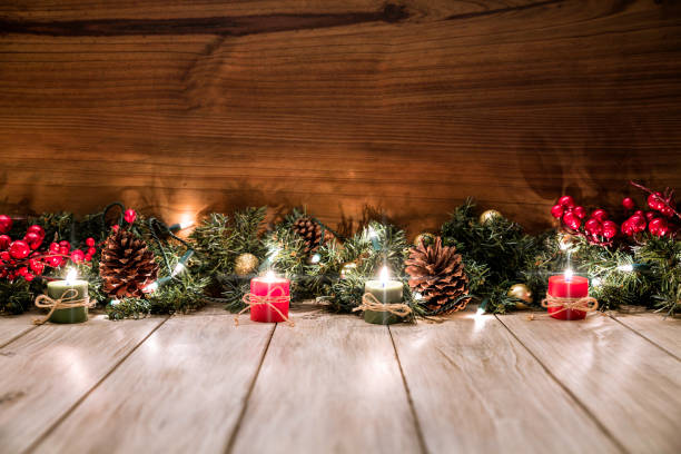 istock Christmas lights and decoration with presents making a frame with copy space. Christmas themes. 1185408806