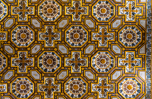 View of the gilded coffered ceiling of the Cathedral of Otranto, Puglia. Italy