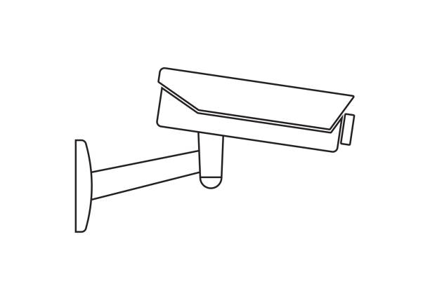 cctv カメラのアウトライン アイコン。ビデオ監視サイン。セキュリティカムと安全シンボル。ベクターの図。 - street store vector thief点のイラスト素材／クリップアート��素材／マンガ素材／アイコン素材