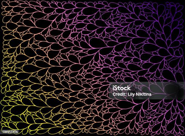 Leaves Outline Gradient Background Vector Illustration Hand Drawn Stock ...