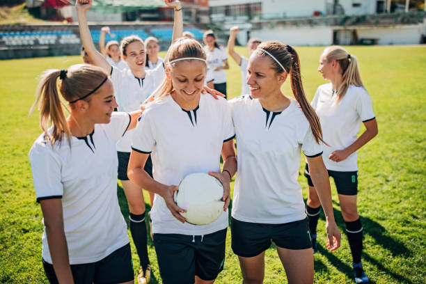 istock Women soccer team after match 1185412027