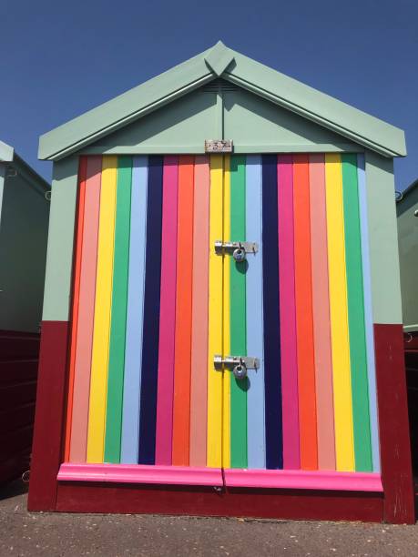 istock Pride Brighton oceanfront hut in rainbow colours 1185413548